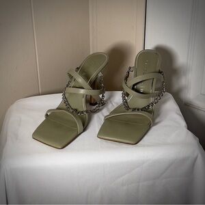Stylish Olive Green Strappy Women's Heels